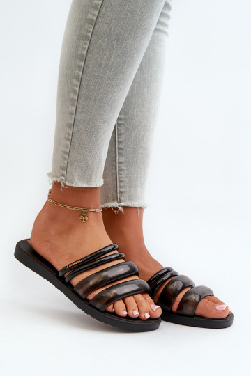 Platte rubberen damesslippers 26727 Ipanema Puffer Tiras Fem zwarte kleur 2