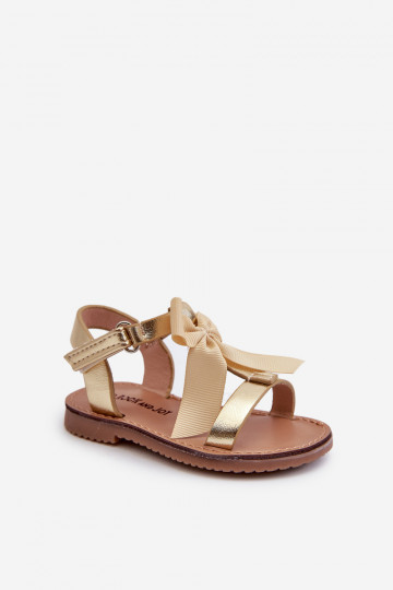 Sandalen Kinder met linten met zelfklevende sluitingen goudkleur Joratia 2