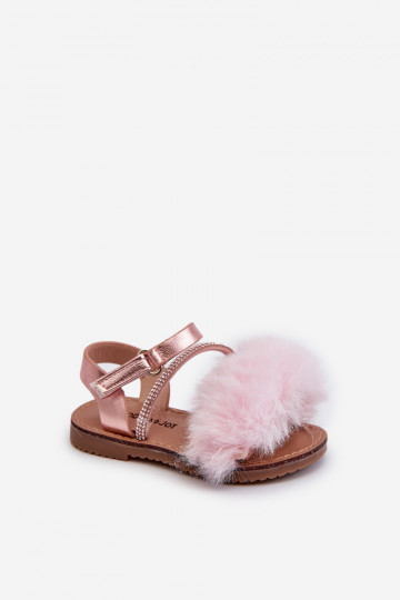 Sandalen Kinderen met zelfklevende sluitingen met bont roze Rosavere 2