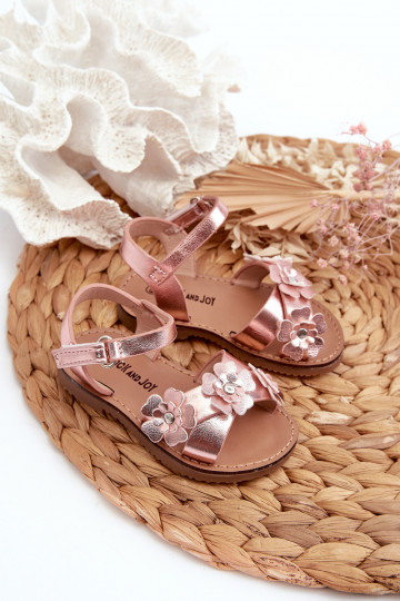 Sandalen Kinder Ozdobione met bloemmotieven met zelfklevende sluitingen roze Fagossa