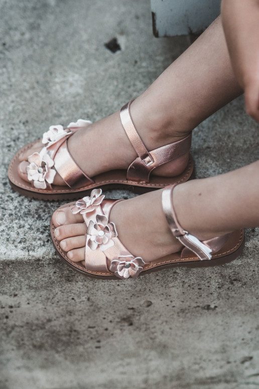 Sandalen Kinder Ozdobione met bloemmotieven met zelfklevende sluitingen roze Fagossa