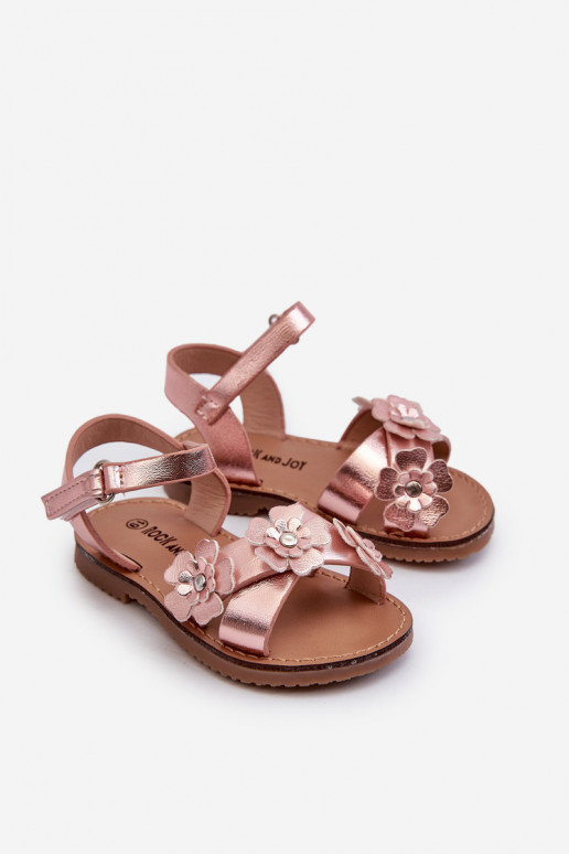 Sandalen Kinder Ozdobione met bloemmotieven met zelfklevende sluitingen roze Fagossa
