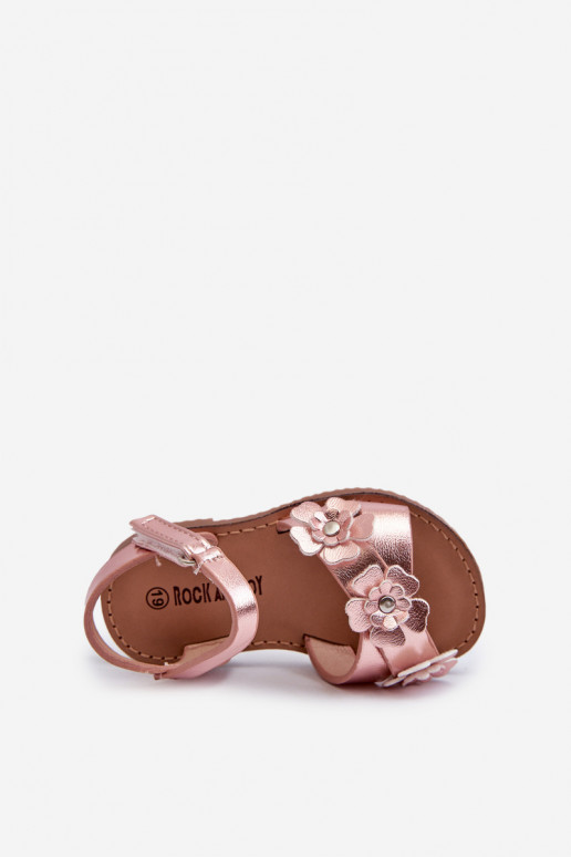 Sandalen Kinder Ozdobione met bloemmotieven met zelfklevende sluitingen roze Fagossa