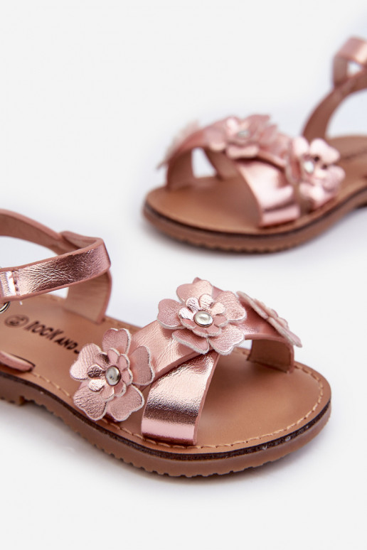 Sandalen Kinder Ozdobione met bloemmotieven met zelfklevende sluitingen roze Fagossa