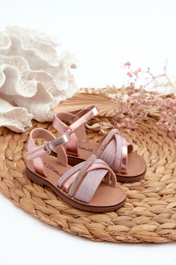 met glans Kindersandalen met plaksluiting roze Delphina