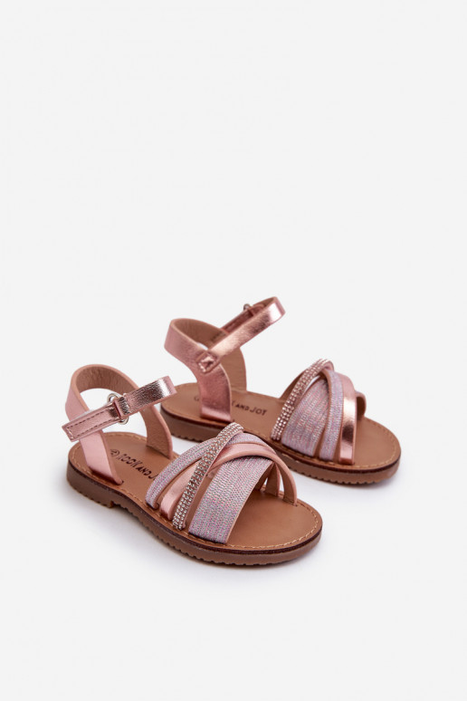 met glans Kindersandalen met plaksluiting roze Delphina met glans Kindersandalen met plaksluiting roze Delphina