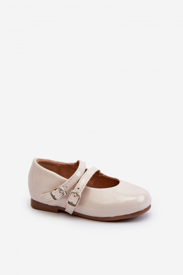 met lak effect ballerina's Kinder met bandjes beige Margenis 2
