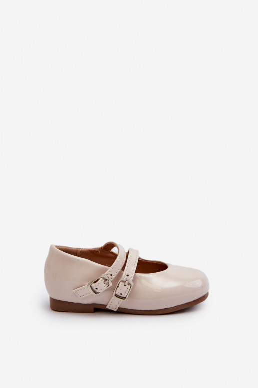 met lak effect ballerina's Kinder met bandjes beige Margenis met lak effect ballerina's Kinder met bandjes beige Margenis