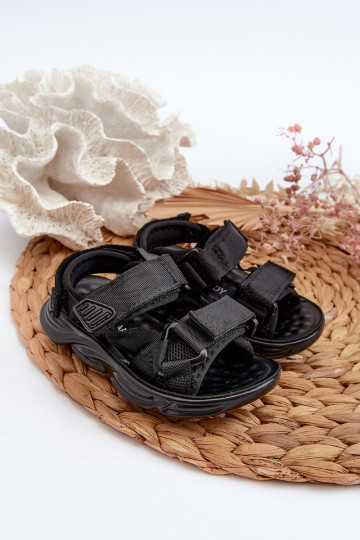 Kindersandalen met zelfklevende sluitingen in de kleur zwart Orretta