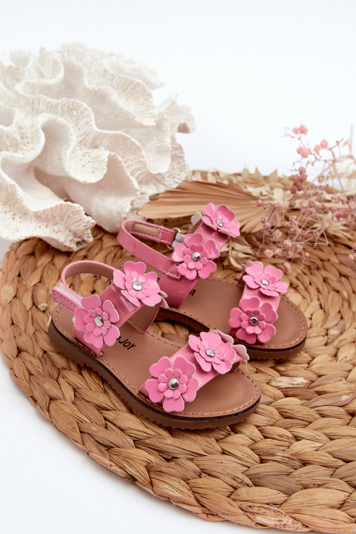 Gelakte kindersandalen Ozdobione met bloemmotieven roze Tinette Gelakte kindersandalen Ozdobione met bloemmotieven roze Tinette
