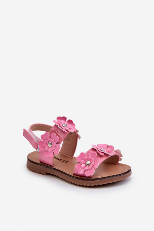 Gelakte kindersandalen Ozdobione met bloemmotieven roze Tinette Gelakte kindersandalen Ozdobione met bloemmotieven roze Tinette