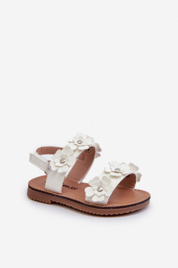 Gelakte kindersandalen Ozdobione met bloemmotieven Tinette in wit 2