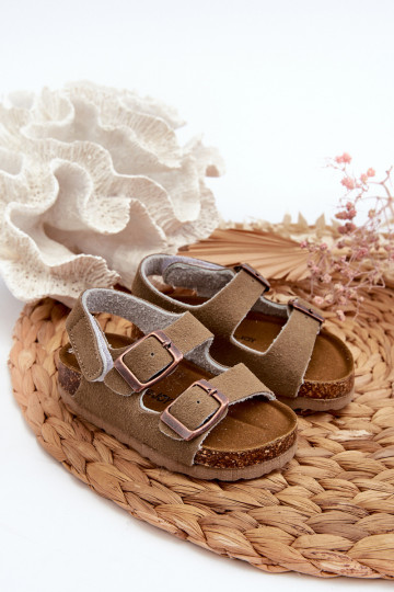 sandalen Kinderplatform met zelfklevende sluitingen kaki kleur Rorria