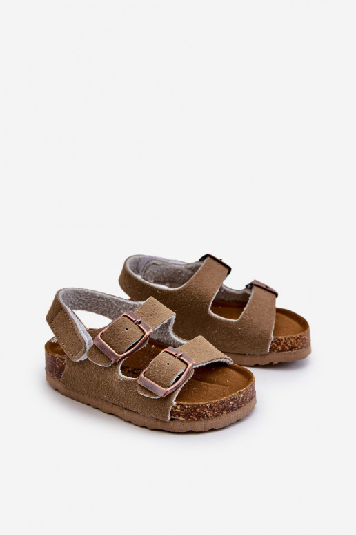 sandalen Kinderplatform met zelfklevende sluitingen kaki kleur Rorria