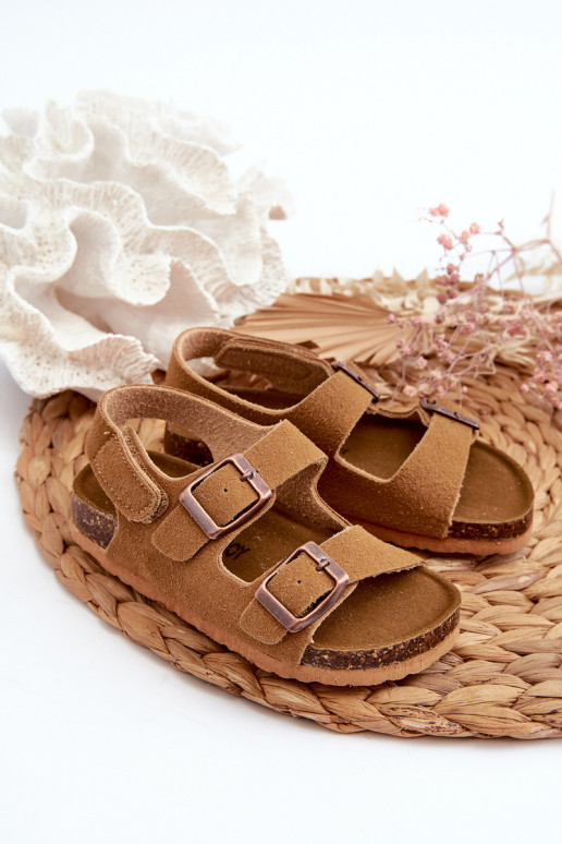 sandalen Kinderplatform met zelfklevende sluitingen bruine kleur Rorria