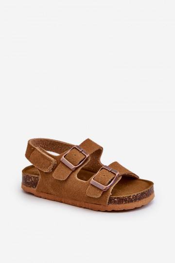 sandalen Kinderplatform met zelfklevende sluitingen bruine kleur Rorria 2
