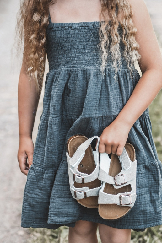 sandalen Kinderplatform met zelfklevende sluitingen grijze kleur Rorria