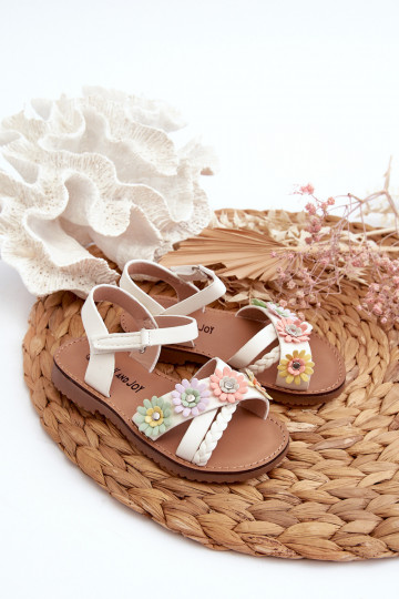 Sandalen Kinder met zelfklevende sluitingen Met bloemen in witte Nestalee