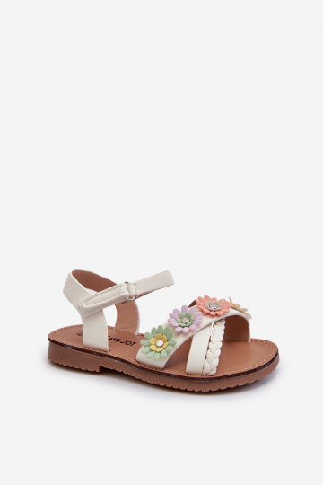Sandalen Kinder met zelfklevende sluitingen Met bloemen in witte Nestalee 2