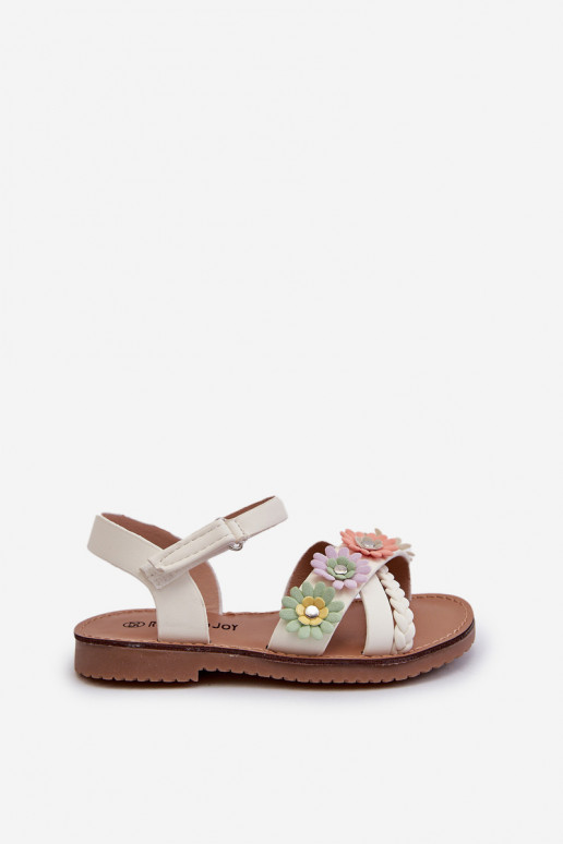 Sandalen Kinder met zelfklevende sluitingen Met bloemen in witte Nestalee
