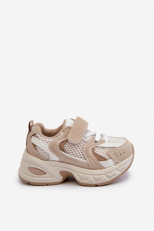 Kindersportschoenen Sneakers model schoenen met zelfklevende sluitingen beige Rulagia