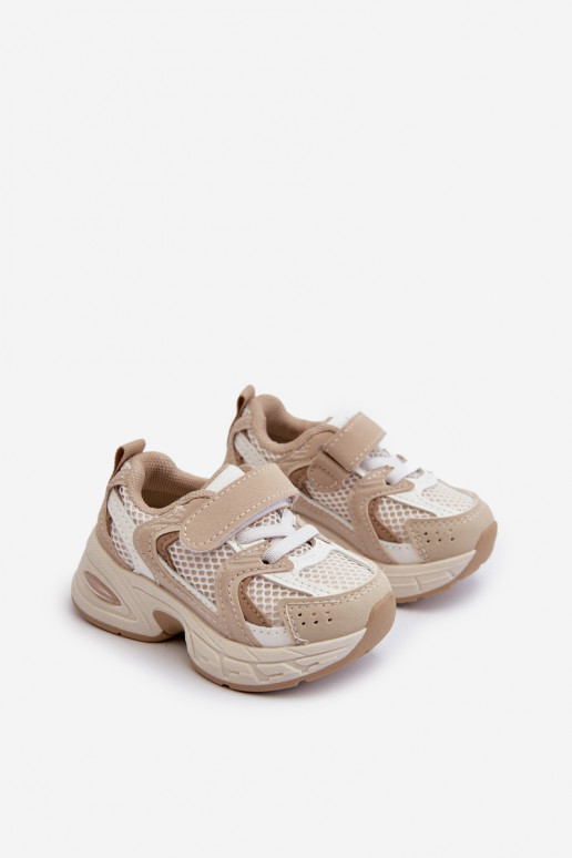 Kindersportschoenen Sneakers model schoenen met zelfklevende sluitingen beige Rulagia