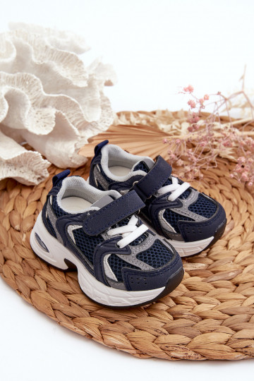 Kindersportschoenen Sneakers model schoenen met zelfklevende sluitingen in donkerblauwe kleur Rulagia