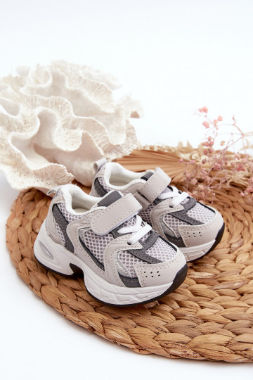 Kindersportschoenen Sneakers model schoenen met zelfklevende sluitingen grijze kleur Rulagia