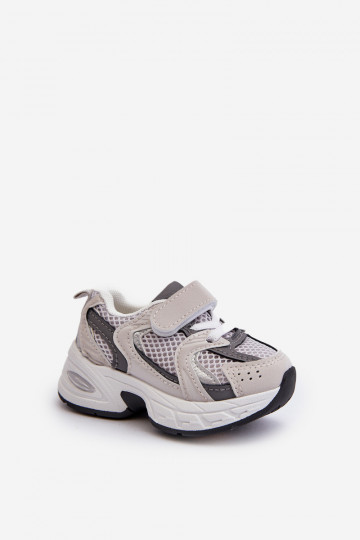 Kindersportschoenen Sneakers model schoenen met zelfklevende sluitingen grijze kleur Rulagia 2