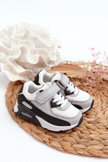 Kindersneaker model schoenen met zelfklevende sluitingen grijze kleur Krissandra