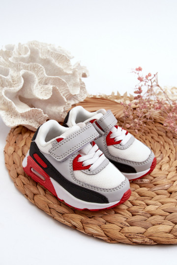 Kindersneaker model schoenen met zelfklevende sluitingen rode kleur Krissandra