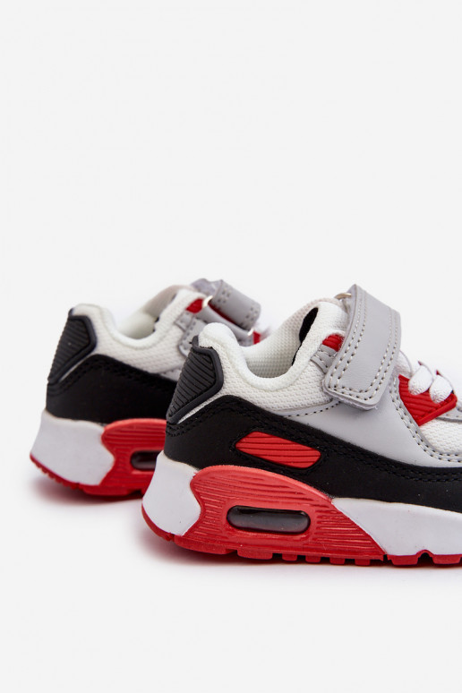 Kindersneaker model schoenen met zelfklevende sluitingen rode kleur Krissandra