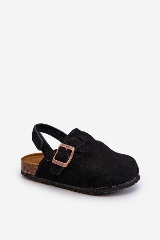 Slippers Kinderen met een platform in de zwarte kleur Vulagia Slippers Kinderen met een platform in de zwarte kleur Vulagia