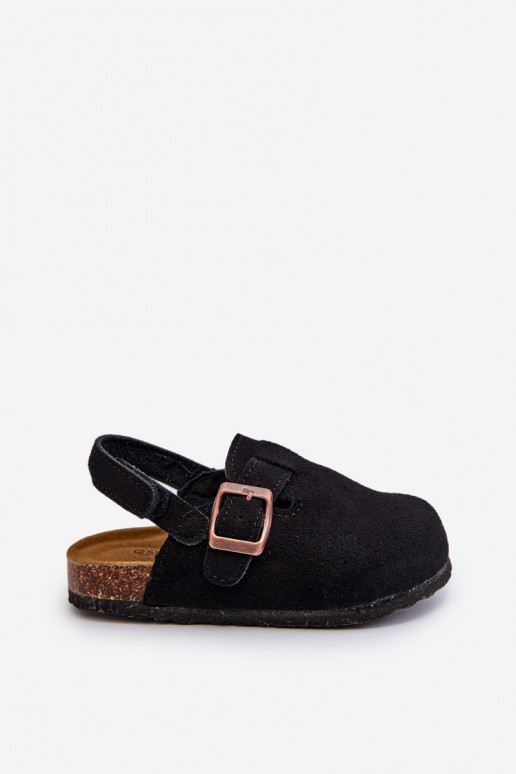 Slippers Kinderen met een platform in de zwarte kleur Vulagia Slippers Kinderen met een platform in de zwarte kleur Vulagia