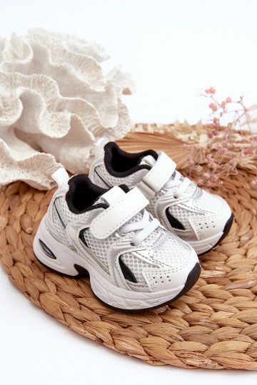 Kindersportschoenen Sneakers model schoenen met zelfklevende sluitingen Wit-zwarte kleur Ephona