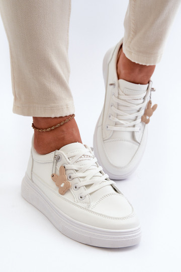vrijetijdsschoenen sportschoenen met platform met ornamenten witte kleur Vinceza 13613
