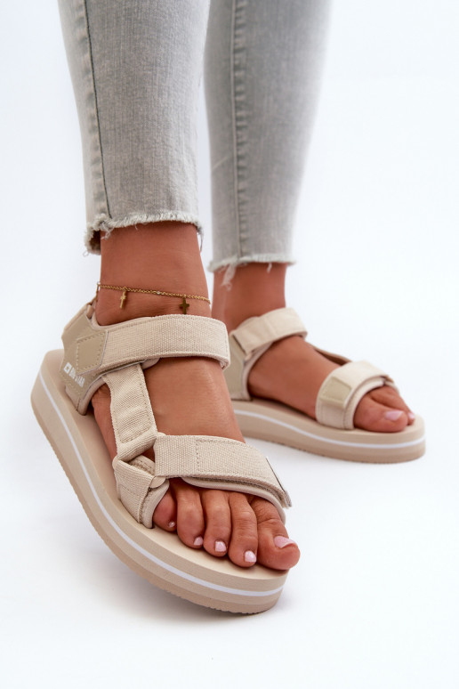 Dames sandalen met platform Big Star NN274A535 beige