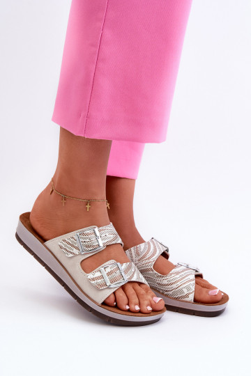 Comfortabele damespantoffels met gespen Inblu CP000045 beige 2