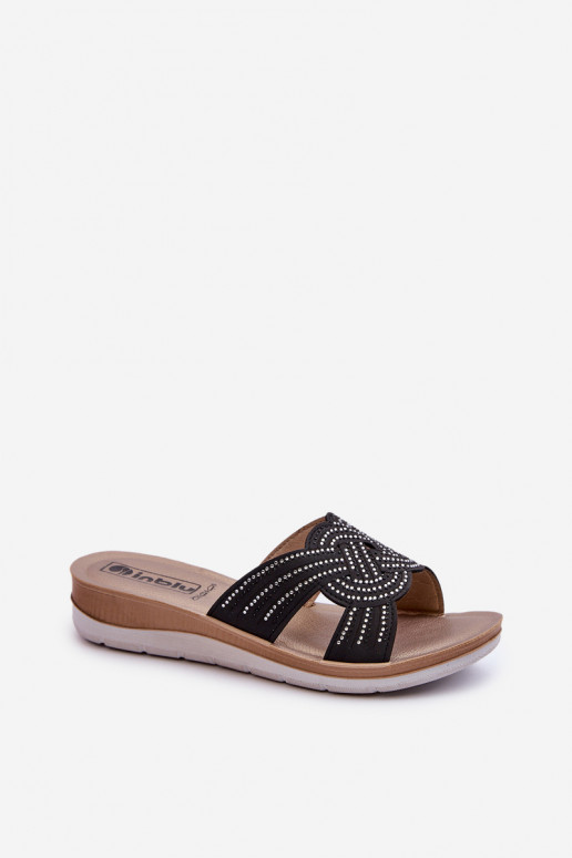 Comfortabele damespantoffels met sprankelende ogen Inblu BV000037 zwart