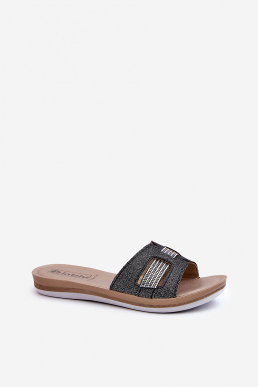 Comfortabele glanzende pantoffels Inblu BA000050 zwart