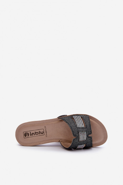 Comfortabele glanzende pantoffels Inblu BA000050 zwart