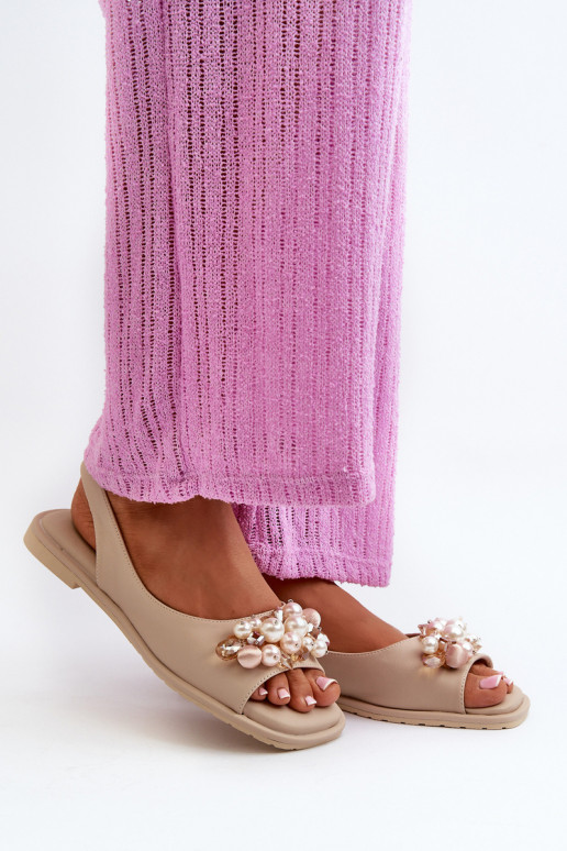 Damessandalen met mooie details S.Barski KV27-004 beige Damessandalen met mooie details S.Barski KV27-004 beige