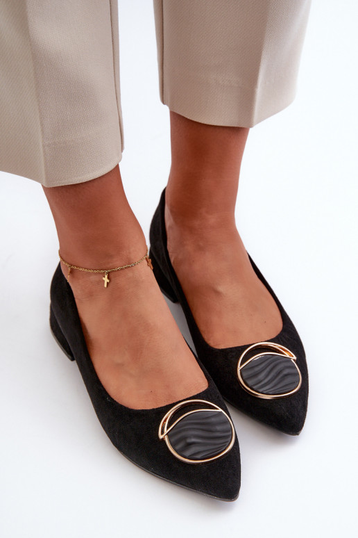 Schoenen met lage hak Z gemaakt van eco-suède S.Barski KV27-037 zwarte kleur