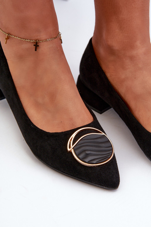 Schoenen met lage hak Z gemaakt van eco-suède S.Barski KV27-037 zwarte kleur