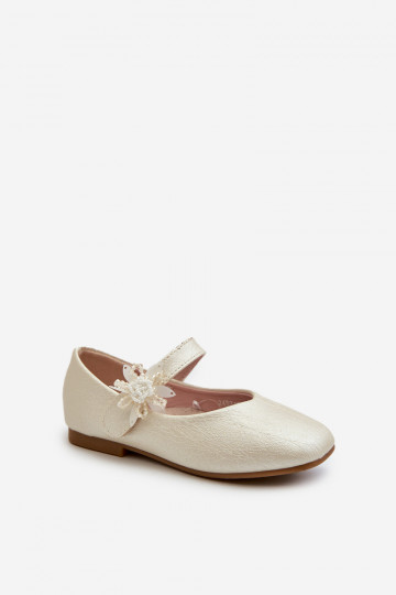 met glitter ballerina's Kinder met plakband beige Jeylin