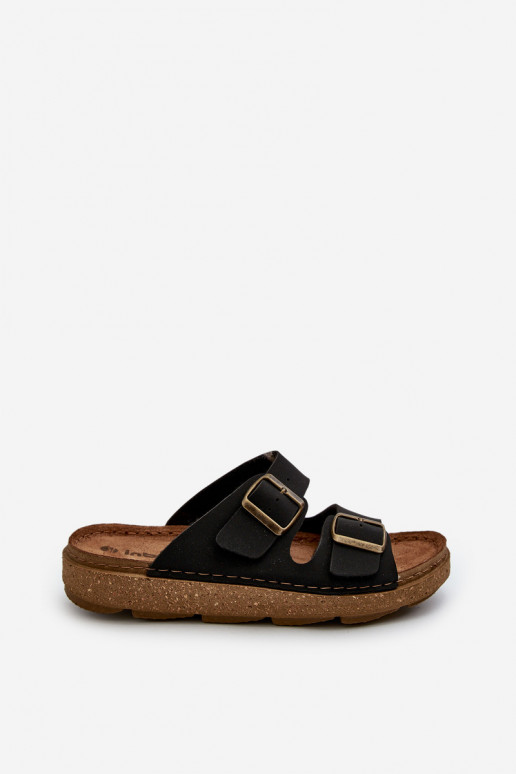 Gemakkelijk Comfortabele pantoffels Heren met gespen Inblu MT000016 zwarte kleur Gemakkelijk Comfortabele pantoffels Heren met gespen Inblu MT000016 zwarte kleur