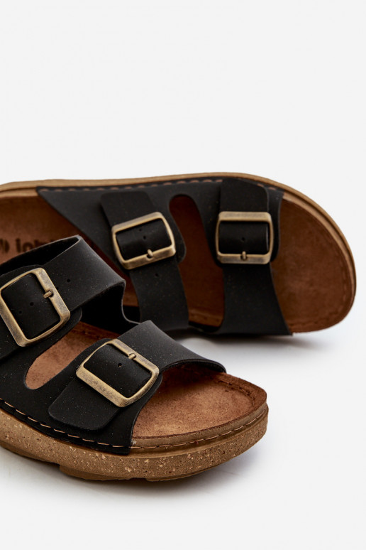 Gemakkelijk Comfortabele pantoffels Heren met gespen Inblu MT000016 zwarte kleur Gemakkelijk Comfortabele pantoffels Heren met gespen Inblu MT000016 zwarte kleur