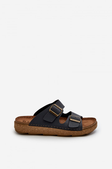 Gemakkelijk Comfortabele pantoffels Heren met gespen Inblu MT000016 donkerblauwe kleur 2