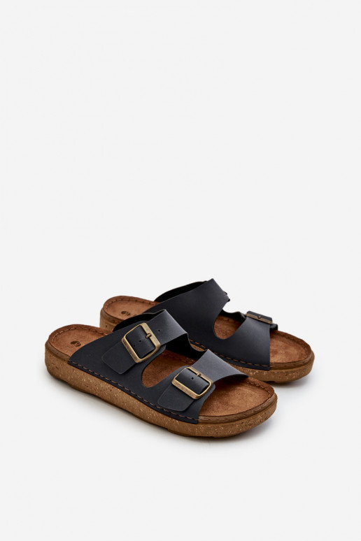 Gemakkelijk Comfortabele pantoffels Heren met gespen Inblu MT000016 donkerblauwe kleur Gemakkelijk Comfortabele pantoffels Heren met gespen Inblu MT000016 donkerblauwe kleur