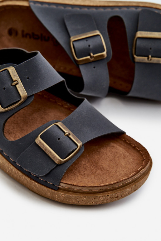 Gemakkelijk Comfortabele pantoffels Heren met gespen Inblu MT000016 donkerblauwe kleur Gemakkelijk Comfortabele pantoffels Heren met gespen Inblu MT000016 donkerblauwe kleur